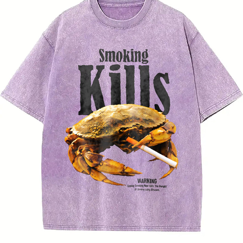 Smoking Kills Crab Vintage Washed T-Shirt product image 6
