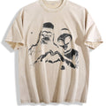 Bigfoot And Alien Heart Hands Funny Vintage Washed T-Shirt product image 1