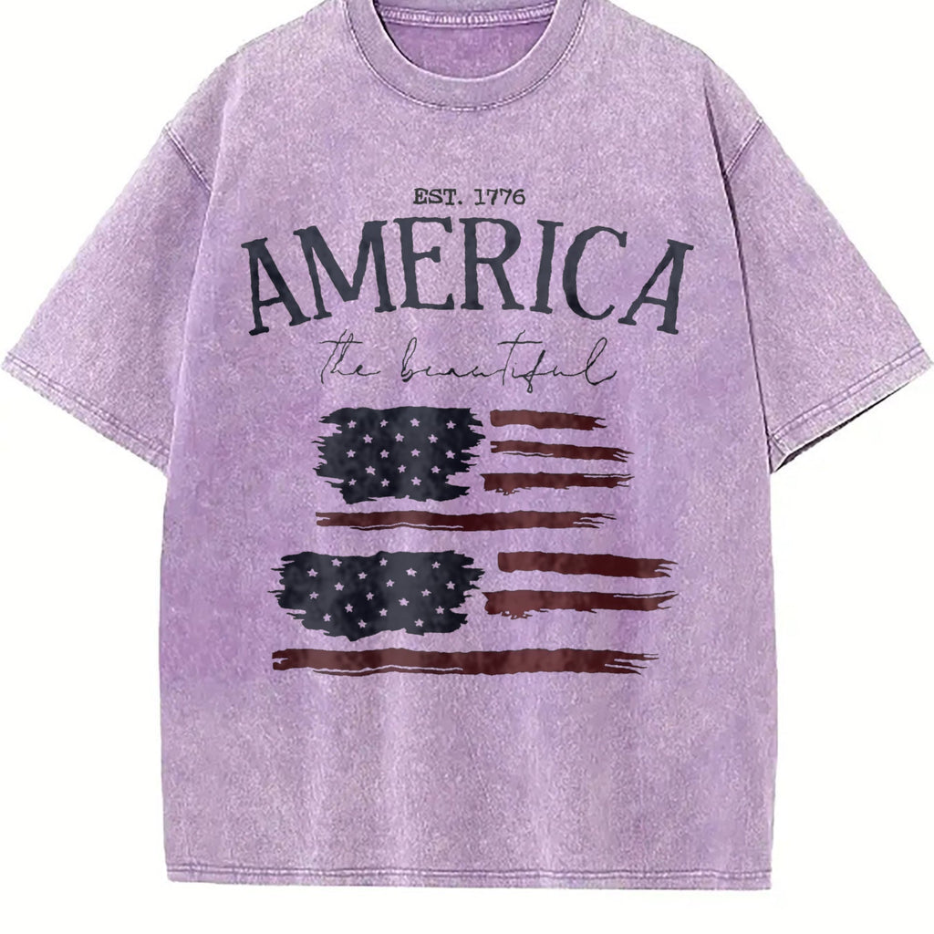 America The Beautiful Est 1776 Flag Vintage Washed T-Shirt product image 6