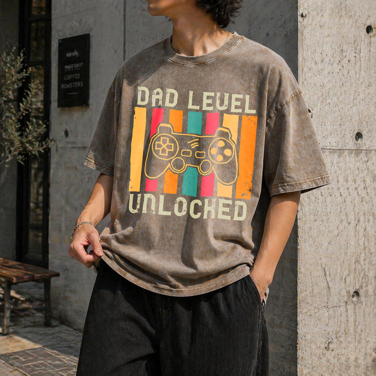 Gamer Dad Level Unlocked Vintage Washed T-Shirt product image 3