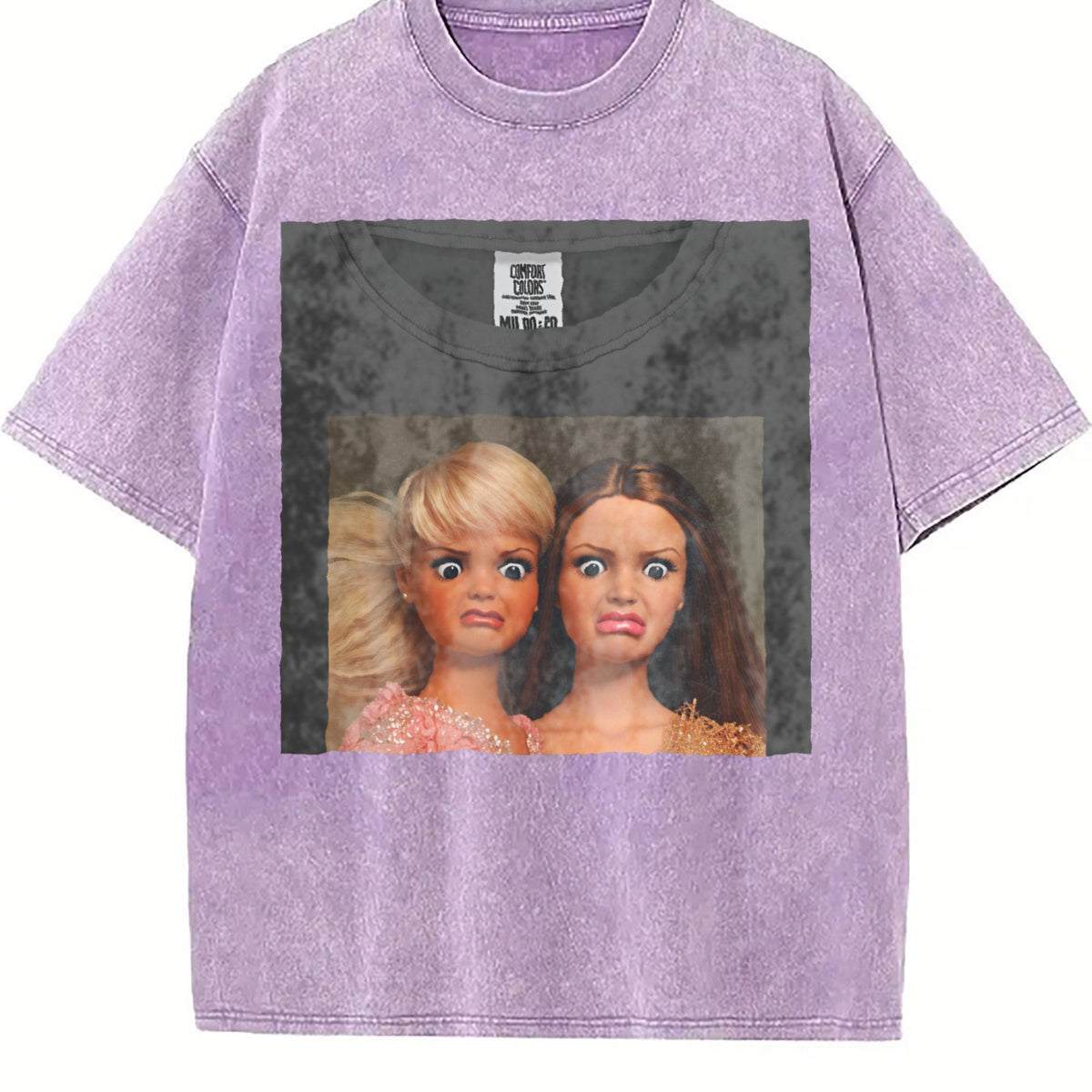 Funny Shocked Doll Duo Vintage Washed T-Shirt product image 6
