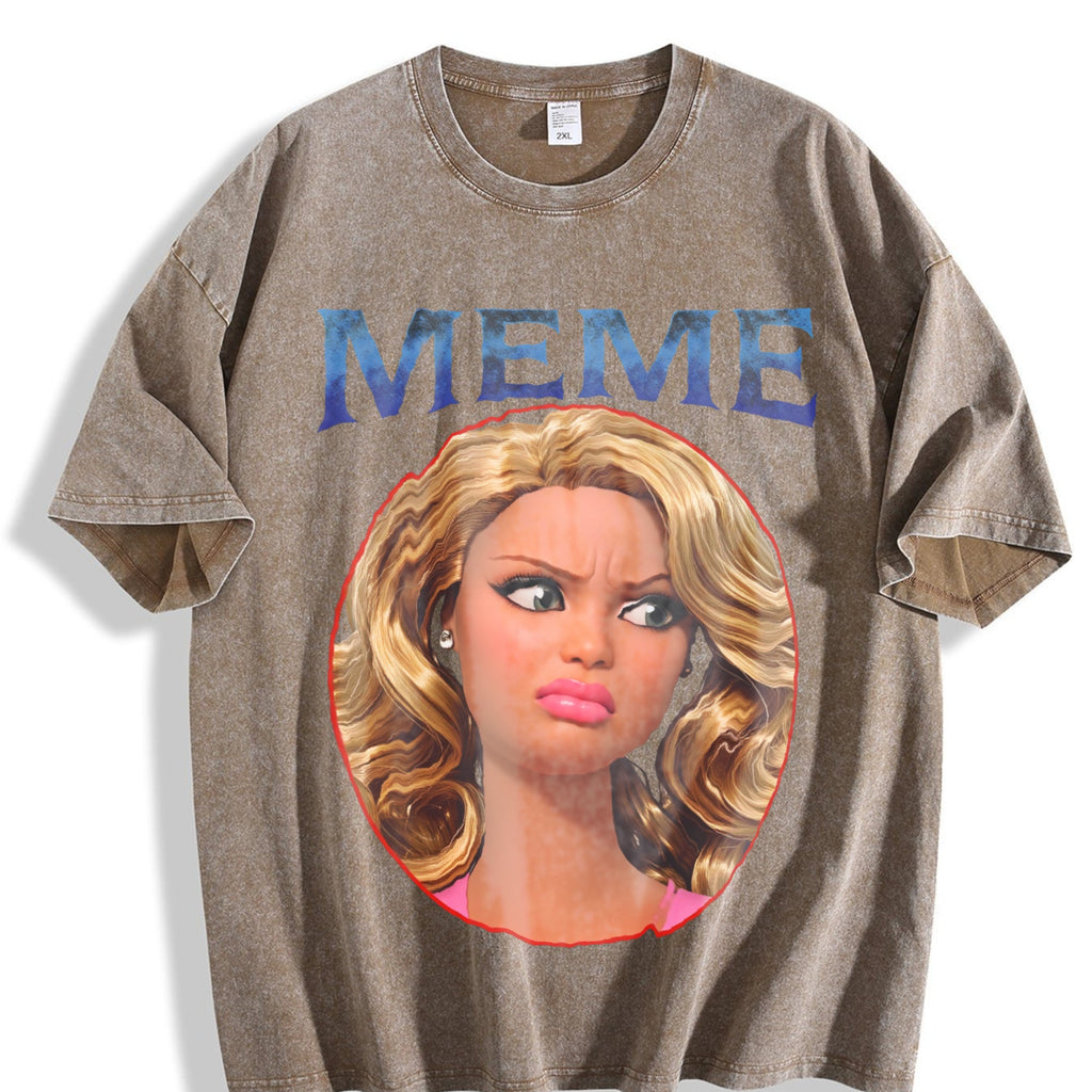 Sassy Doll Meme Portrait Vintage Washed T-Shirt product image 3