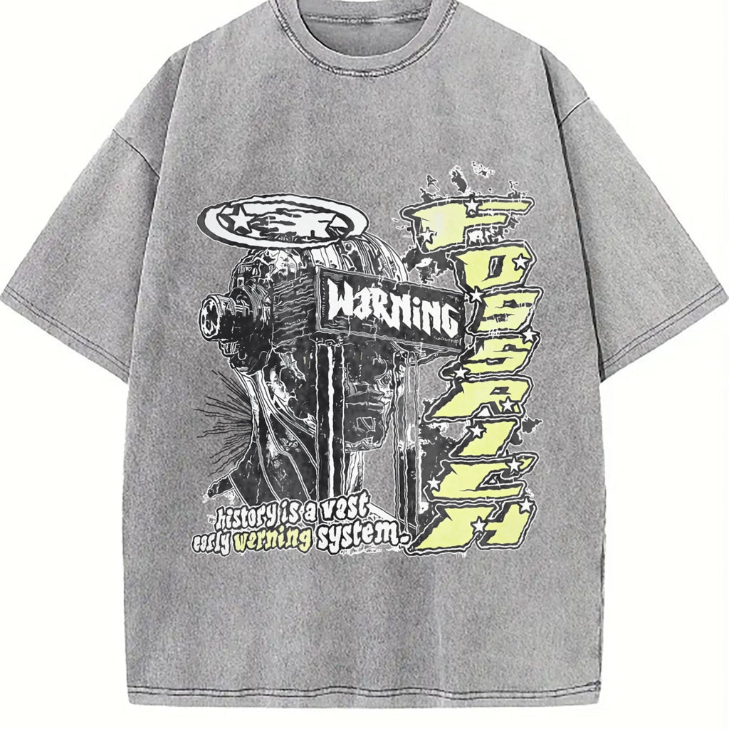 Warning Cybernetic Head Vintage Washed T-Shirt product image 5
