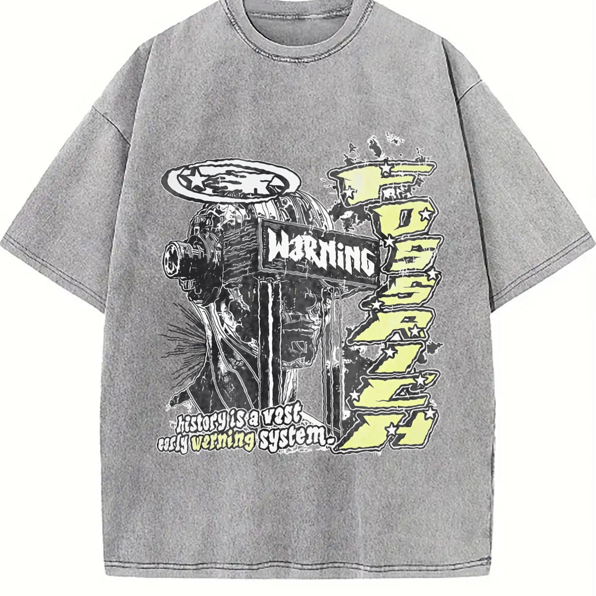 Warning Cybernetic Head Vintage Washed T-Shirt product image 5