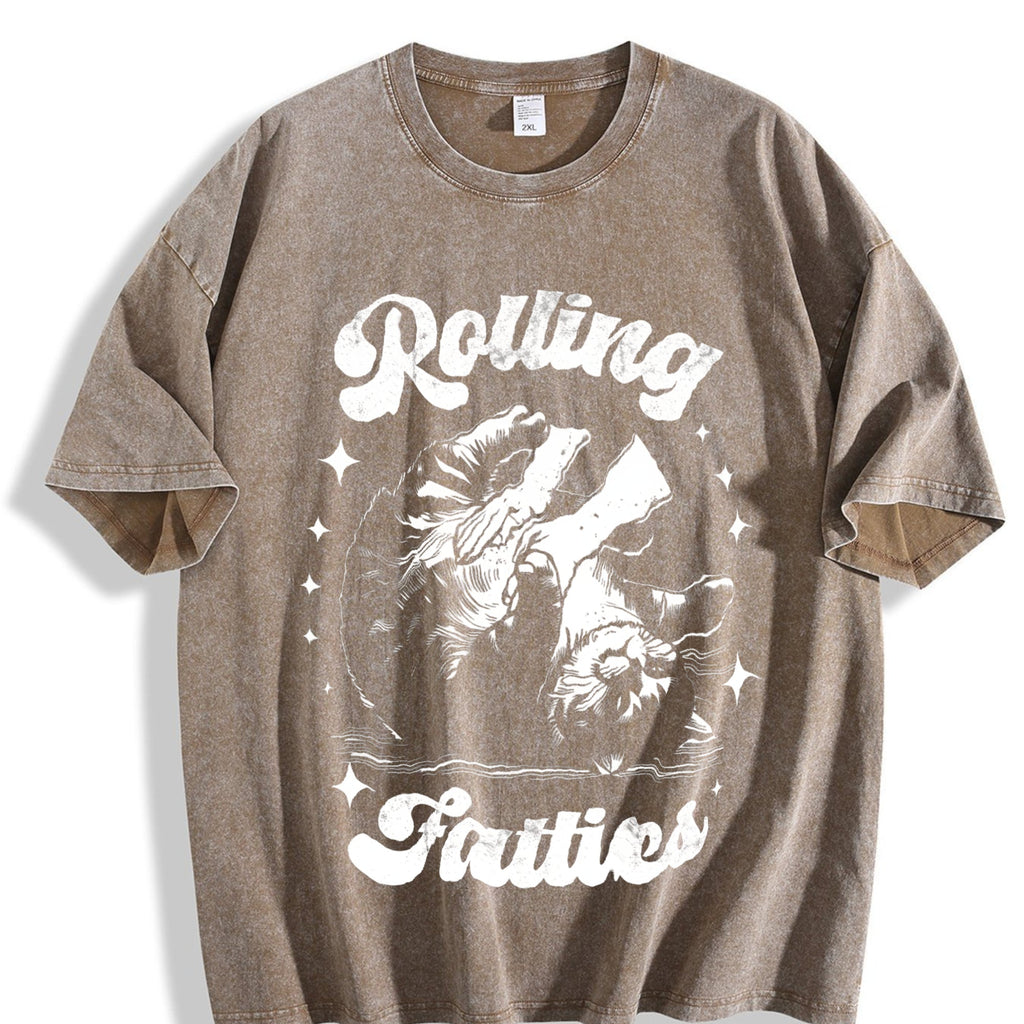 Funny Rolling Fatties 90s Vintage Washed T-Shirt product image 3
