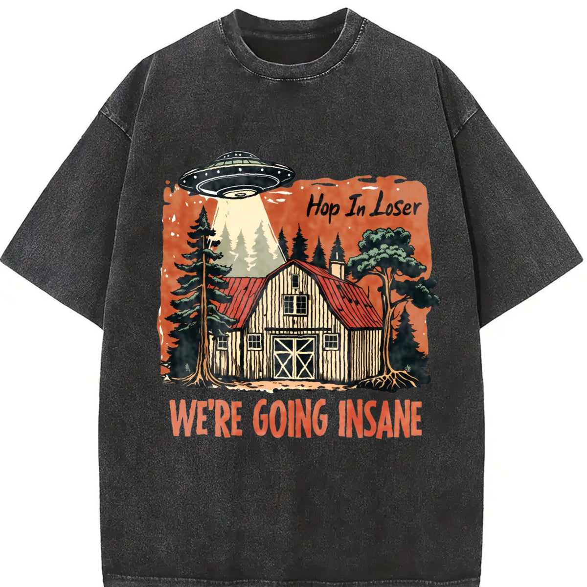 UFO Get In Loser We're Going Insane Y2K Vintage Washed product image 2