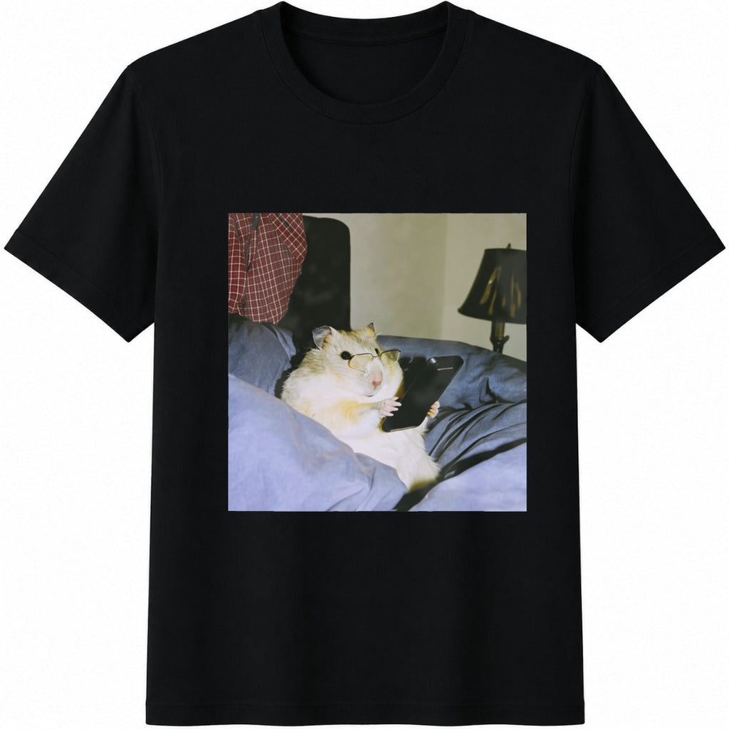 Funny Hamster Reading Cotton T-Shirt product image 1