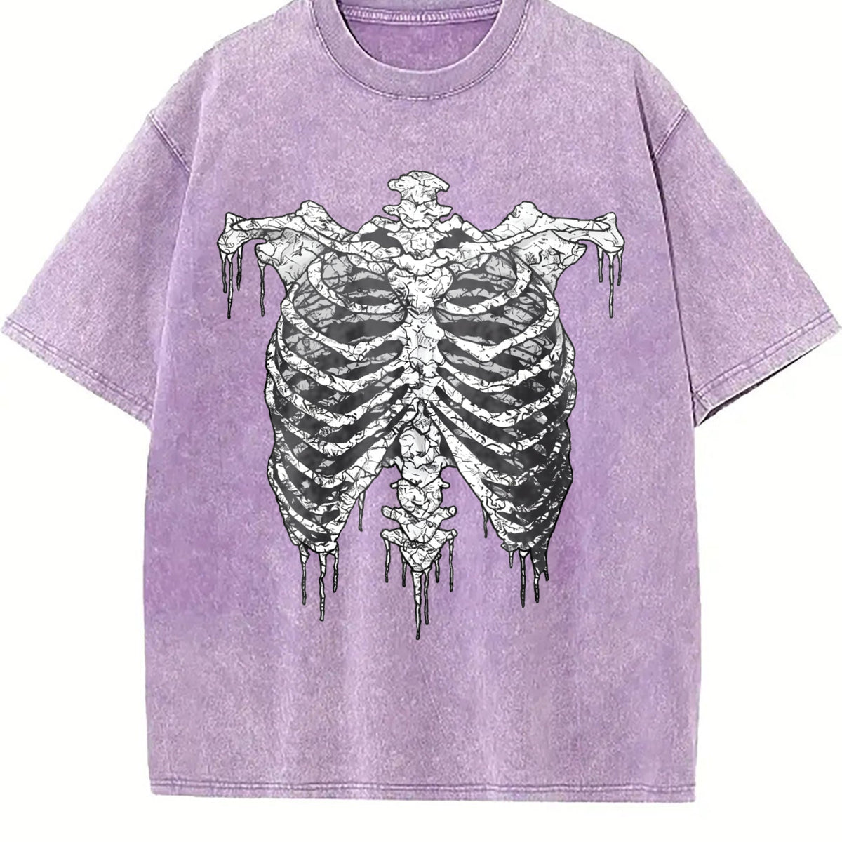 Gothic Skeleton Ribcage Drip Vintage Washed T-Shirt product image 6