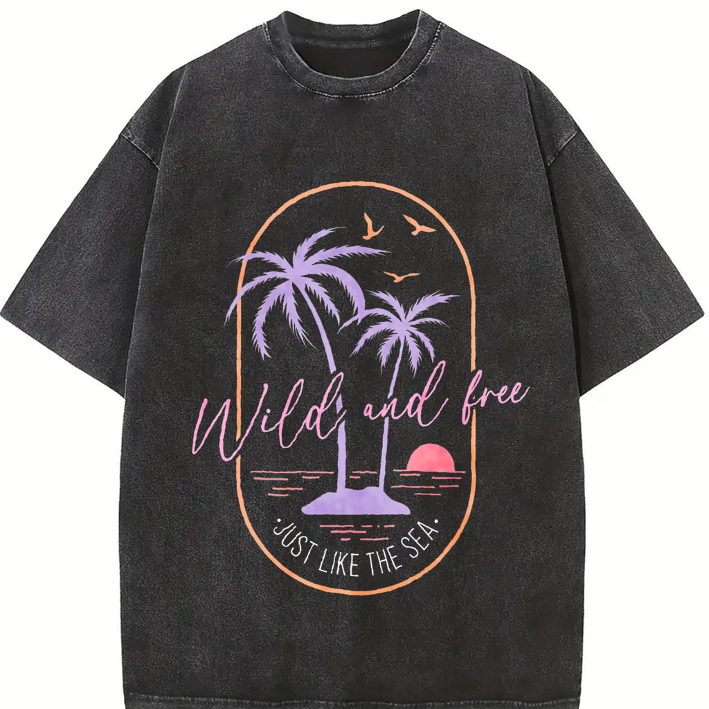 Surf Tropical Beach Sunset Palm Tree And Vintage Washed product image 2