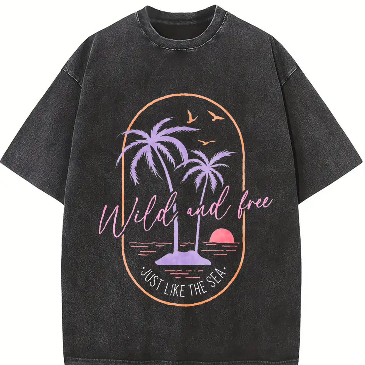 Surf Tropical Beach Sunset Palm Tree And Vintage Washed product image 2