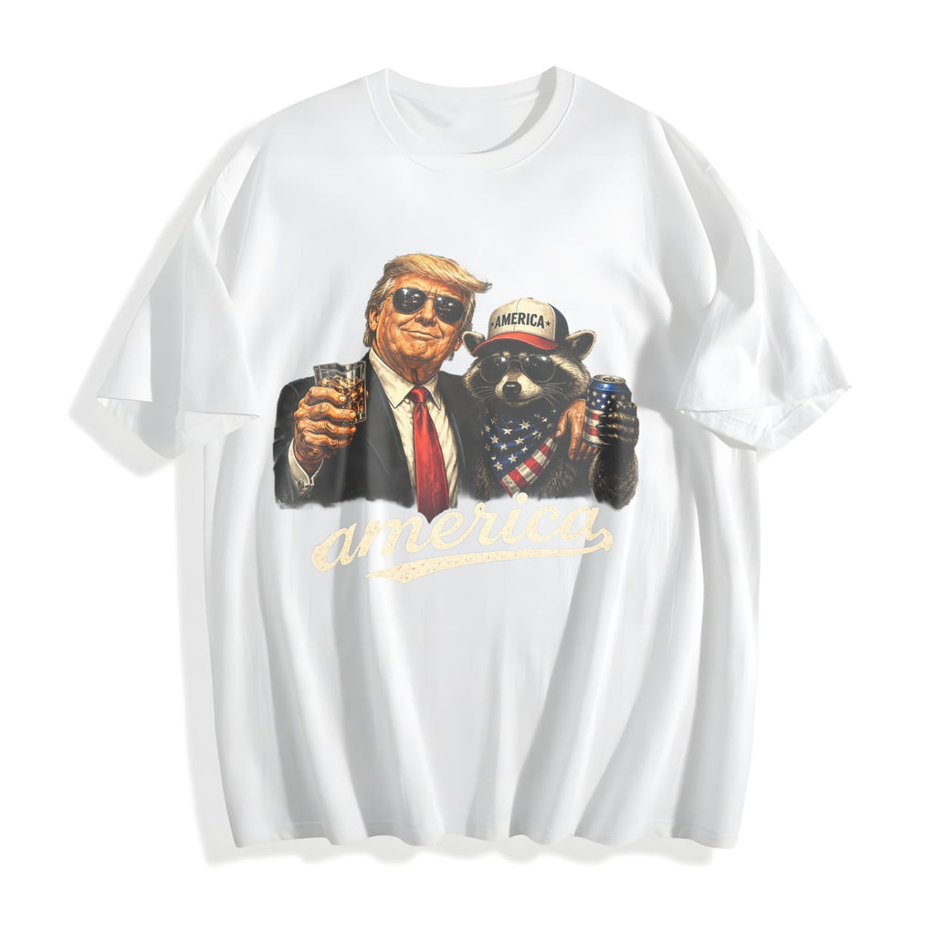 Funny Trump Raccoon Hot Dog Cotton T-Shirt product image 2