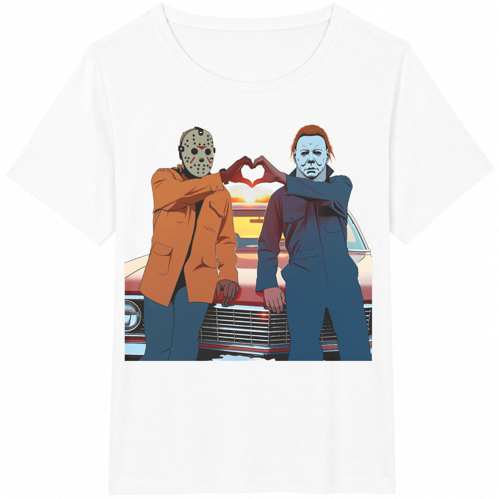 90s Horror Movie Michael And Jason Heart Hands Funny product image 2