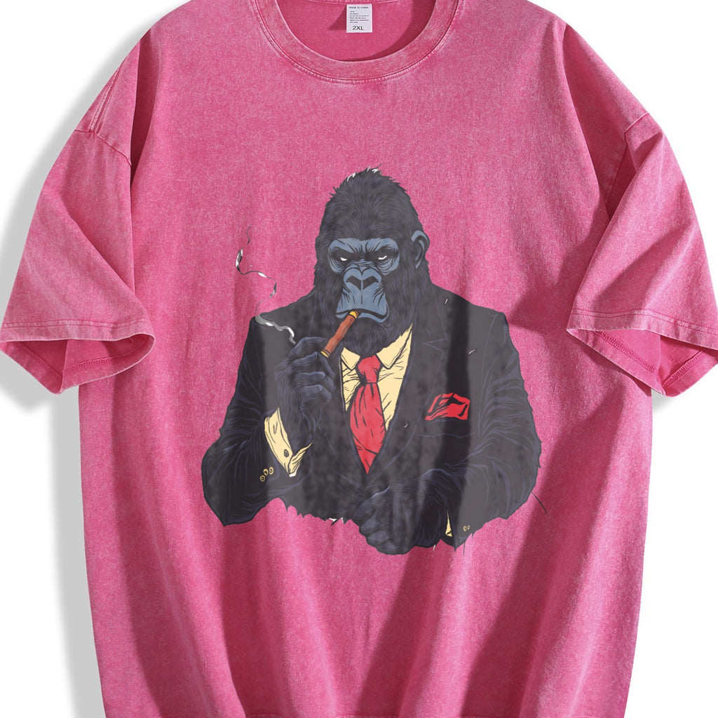 Gorilla Smoking Y2K Vintage Washed T-Shirt product image 7