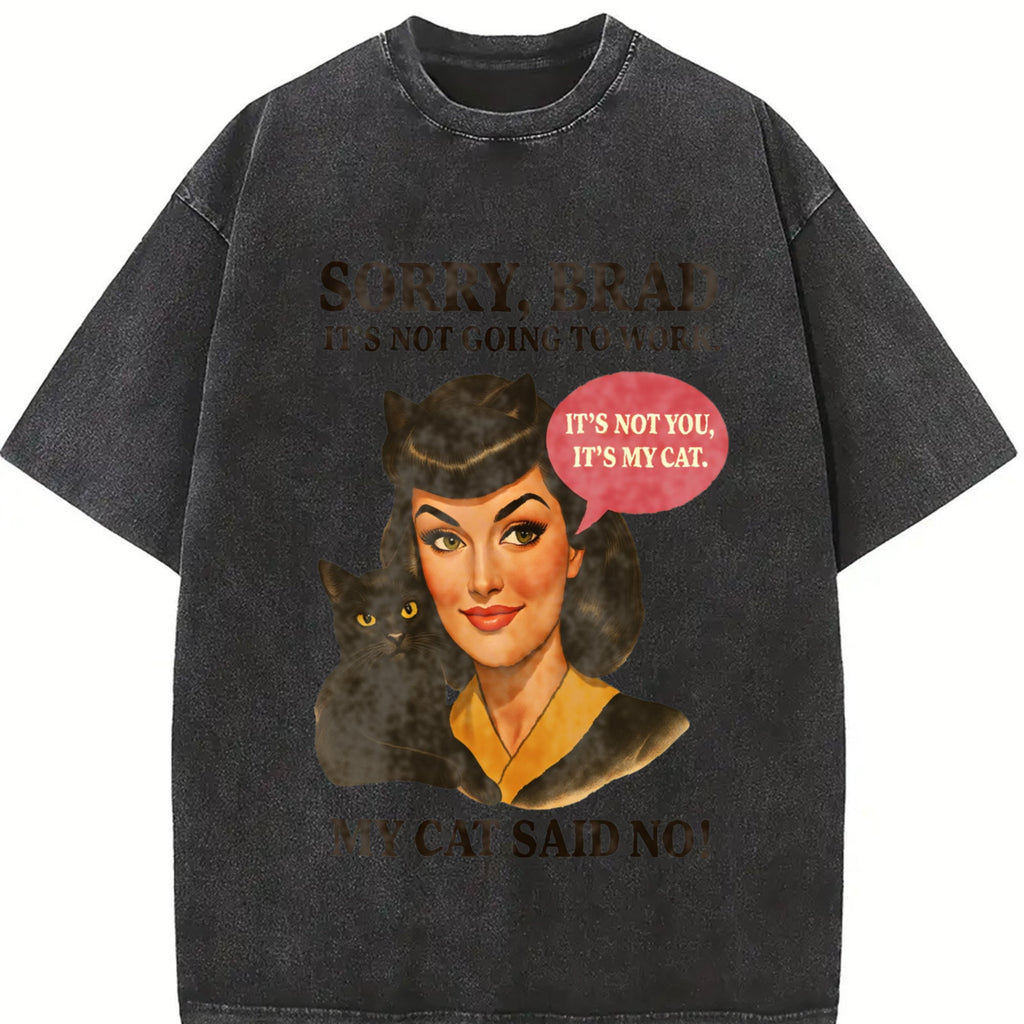 Funny Cat Sorry Brad Vintage Washed T-Shirt product image 2