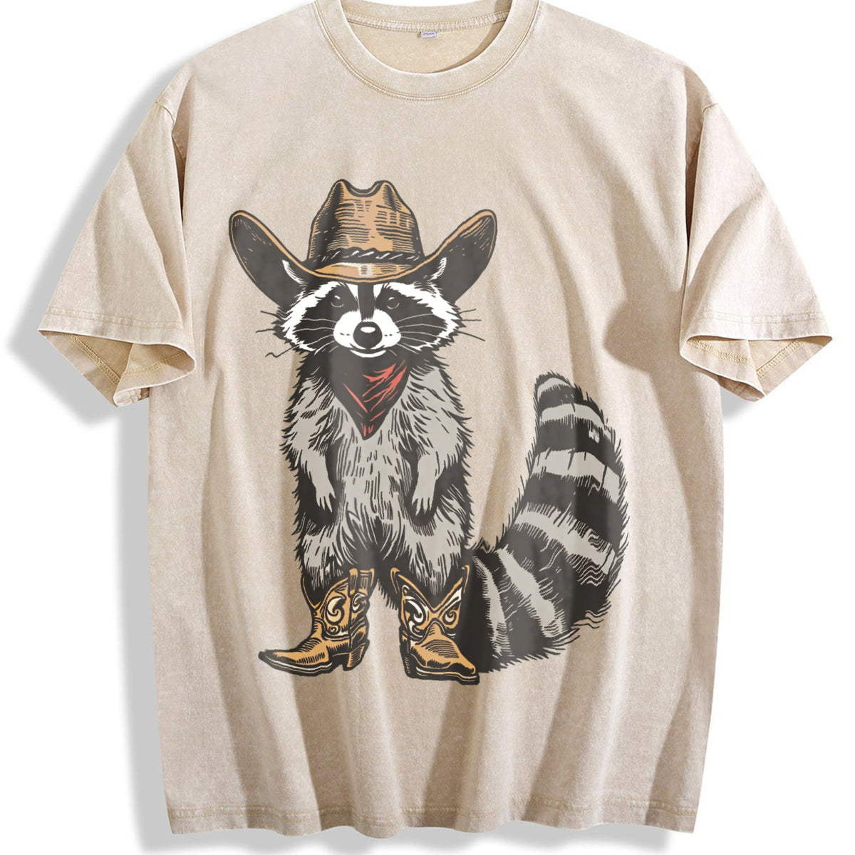 Raccoon Cowboy Vintage Washed T-Shirt product image 1