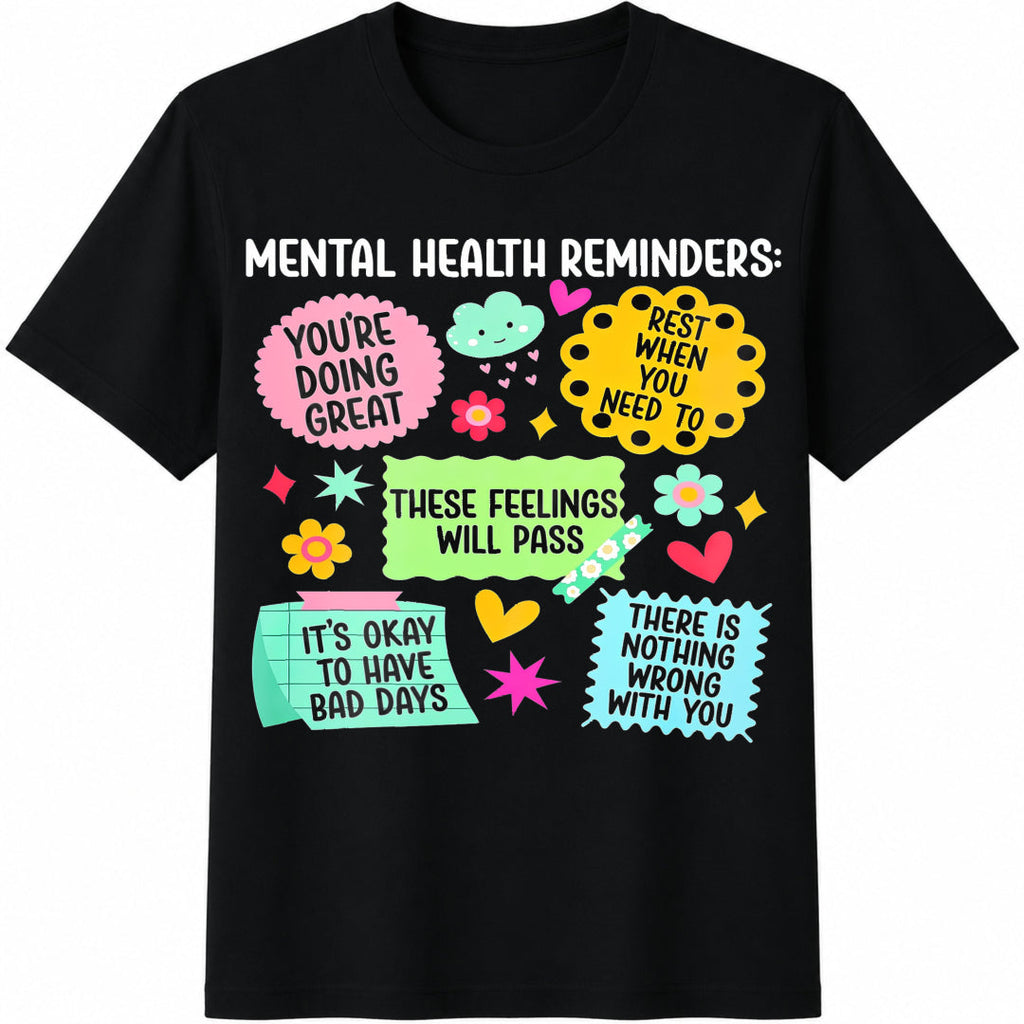 Cute Colors Mental Health Reminders Awareness Month T product image 1