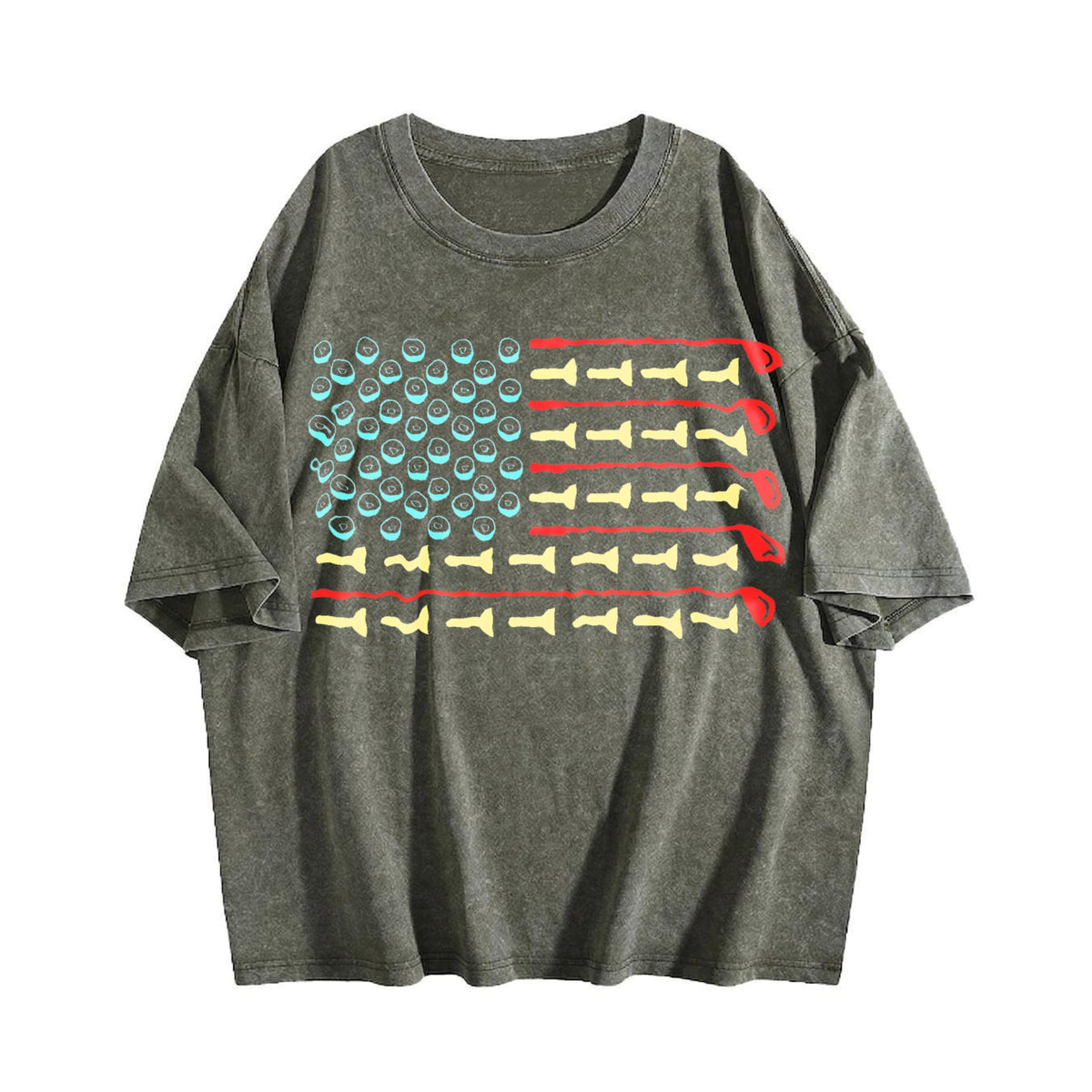 Golfer American Flag Vintage Washed T-Shirt product image 4
