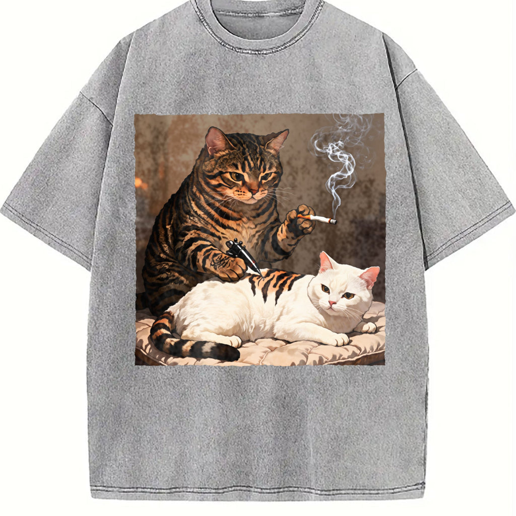 Funny Cat Tattoo Artist Vintage Washed T-Shirt product image 5