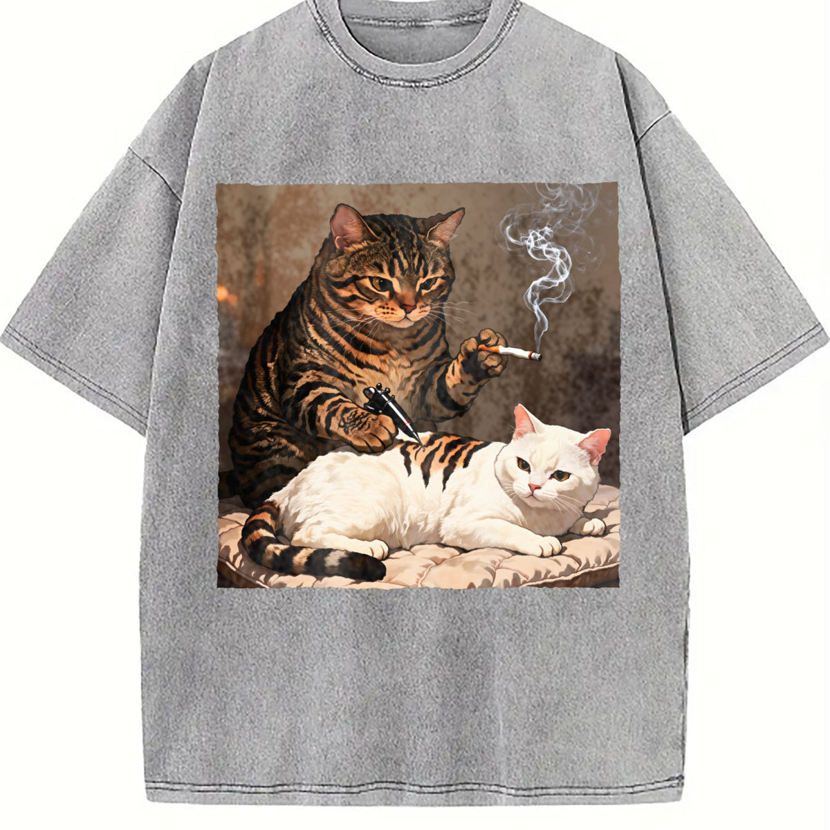 Funny Cat Tattoo Artist Vintage Washed T-Shirt product image 5