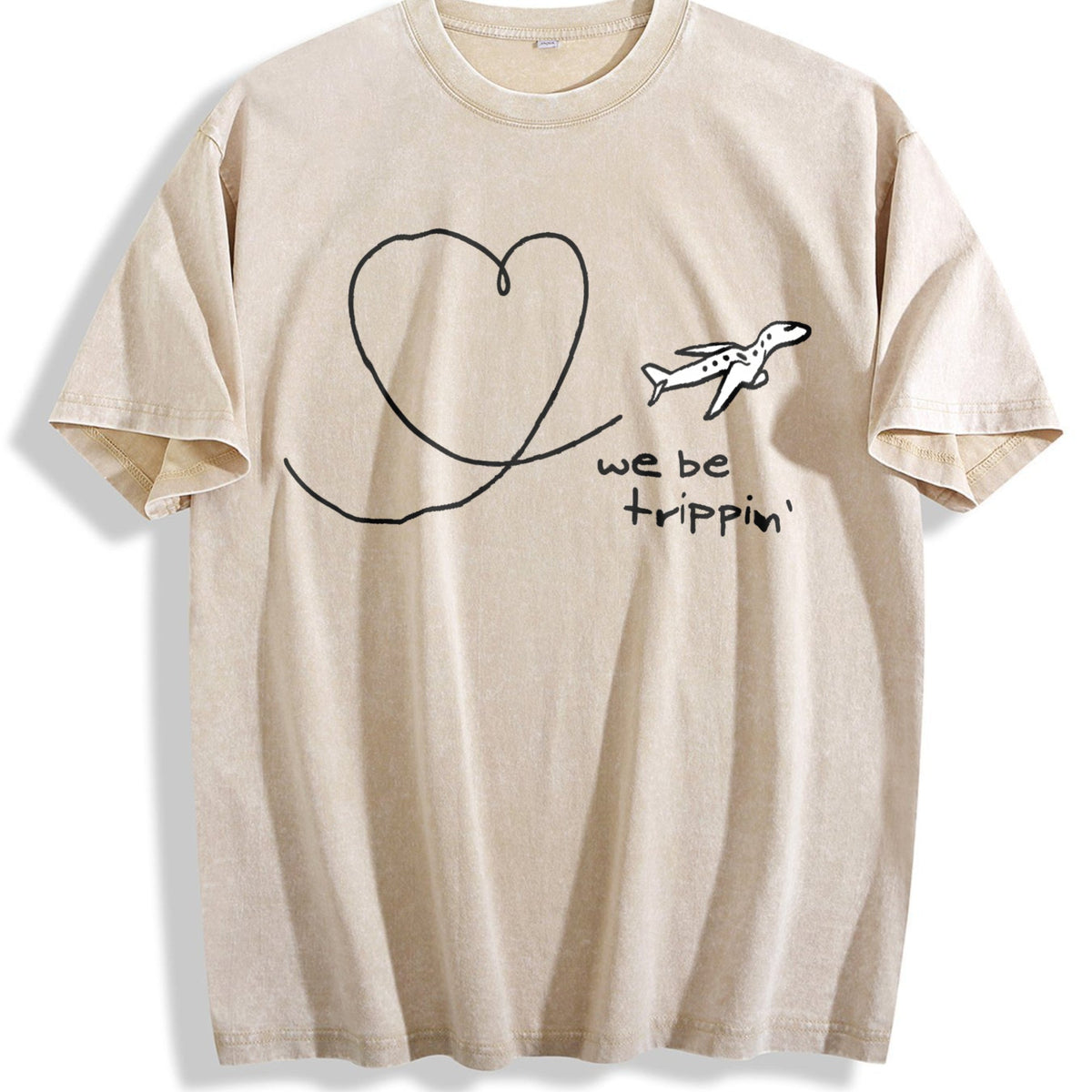 We Be Trippin Airplane Heart Vintage Washed T-Shirt product image 1