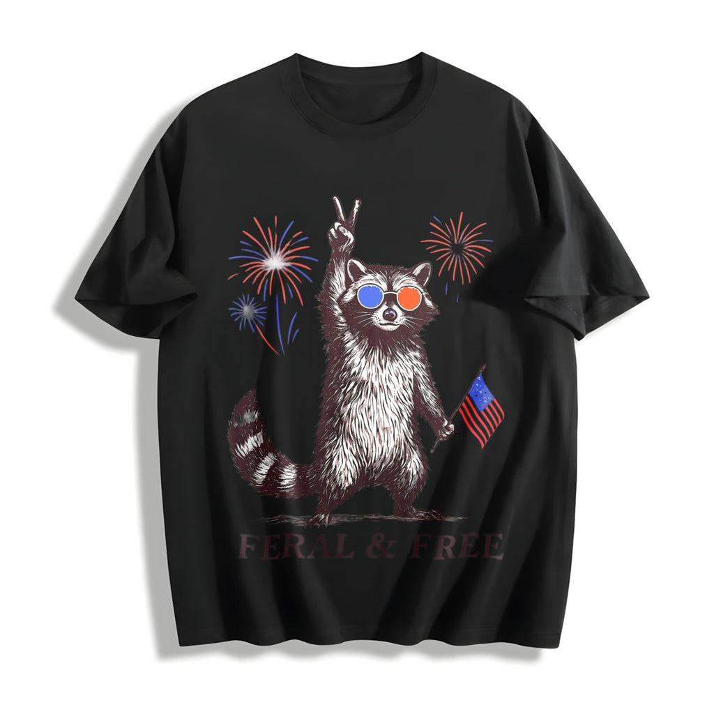 Feral But Free Raccoon Cotton T-Shirt product image 1