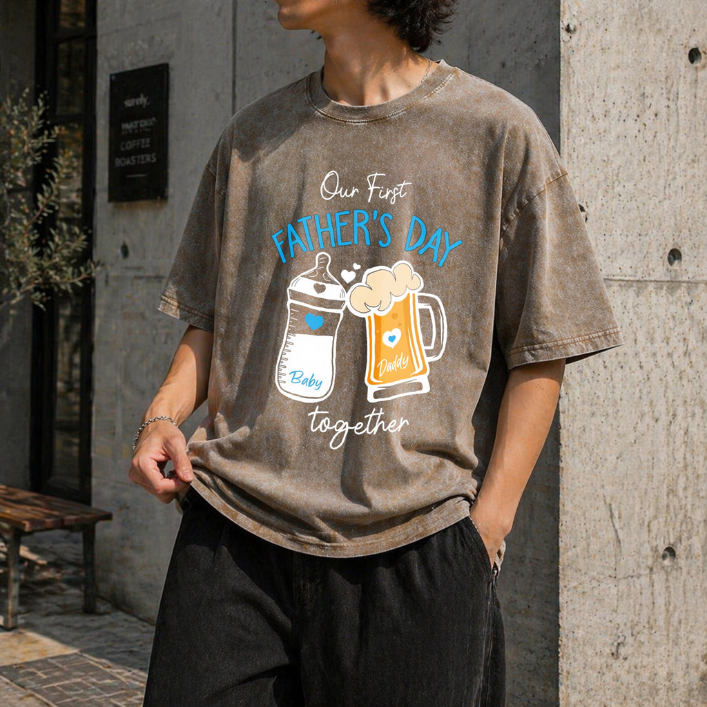 1st Fathers Day Vintage Washed T-Shirt product image 3