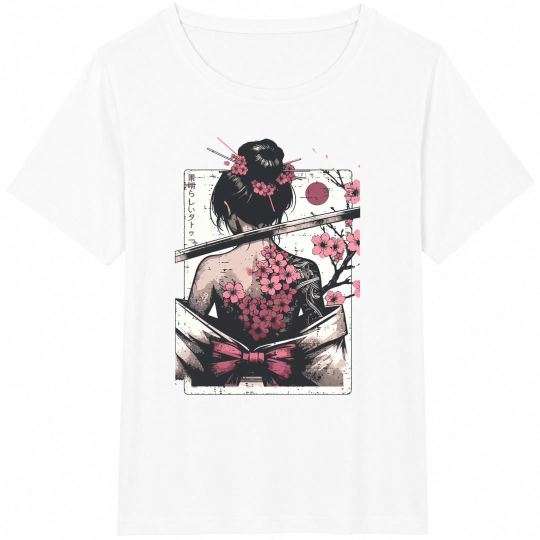 Japanese- Female Cherry Blossom Tattoo Art Geisha Cotton product image 2