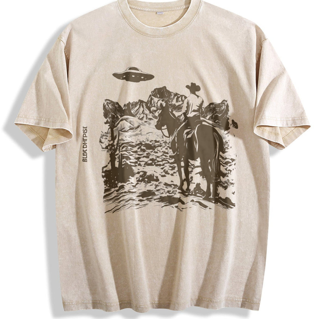 Western Cowboy UFO Vintage Washed T-Shirt product image 1