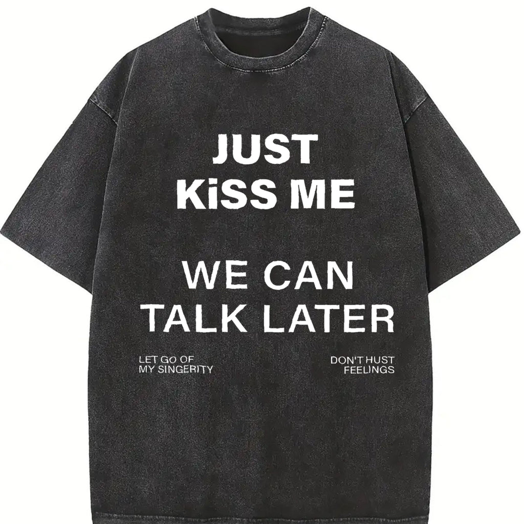 Just We Can Talk Later Slogan Vintage Washed T-Shirt product image 2