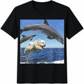 Dog And Dolphins Cotton T-Shirt product image 1
