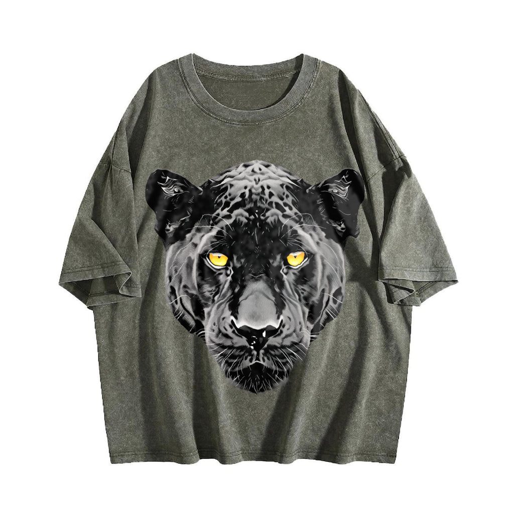 Black Panther Halftone Yellow Eyes Vintage Washed T-Shirt product image 4