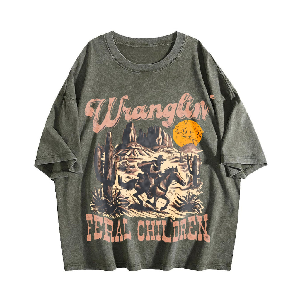Wranglin' Feral Children Raccoon 90s Western Vintage Washed product image 4