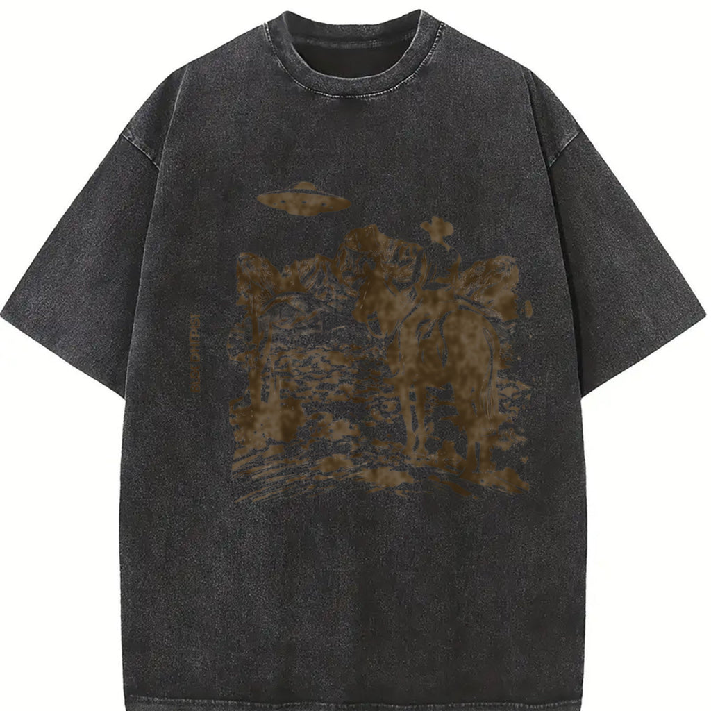 Western Cowboy UFO Vintage Washed T-Shirt product image 2
