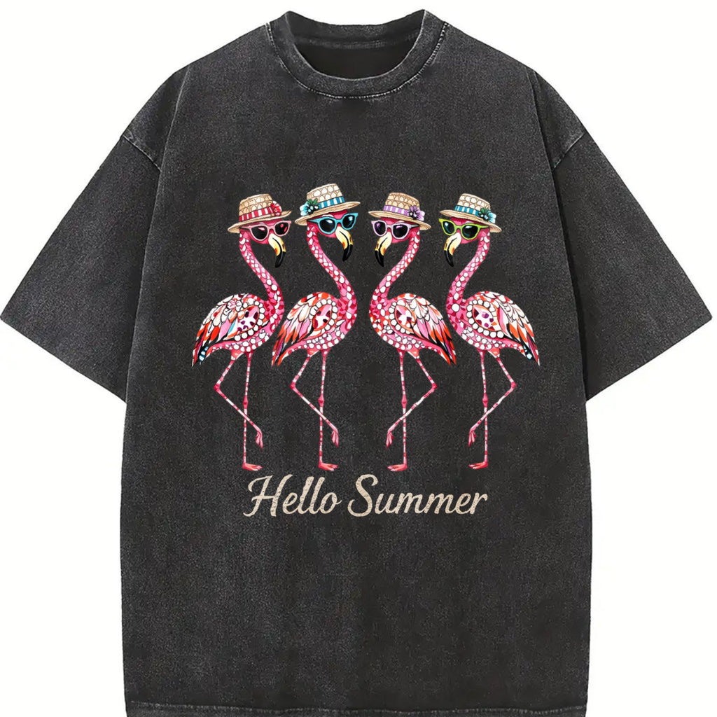 Flamingo Summer Vintage Washed T-Shirt product image 2