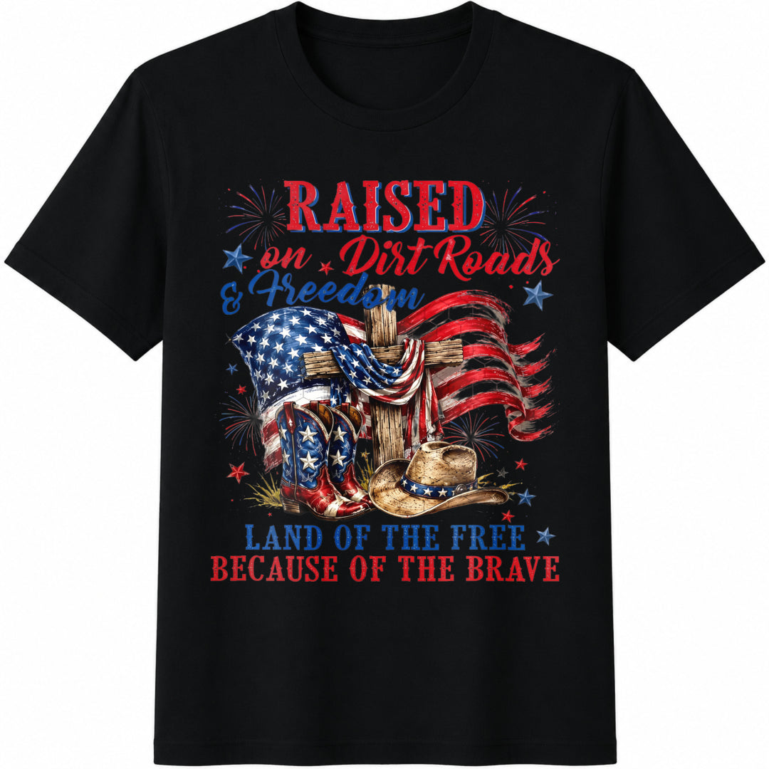 Raised On Dirt Road And Freedom Cotton T-Shirt product image 1