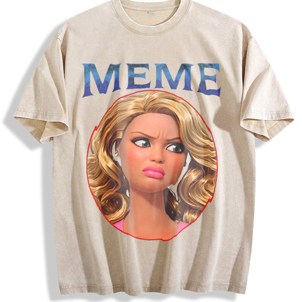 Sassy Doll Meme Portrait Vintage Washed T-Shirt product image 1