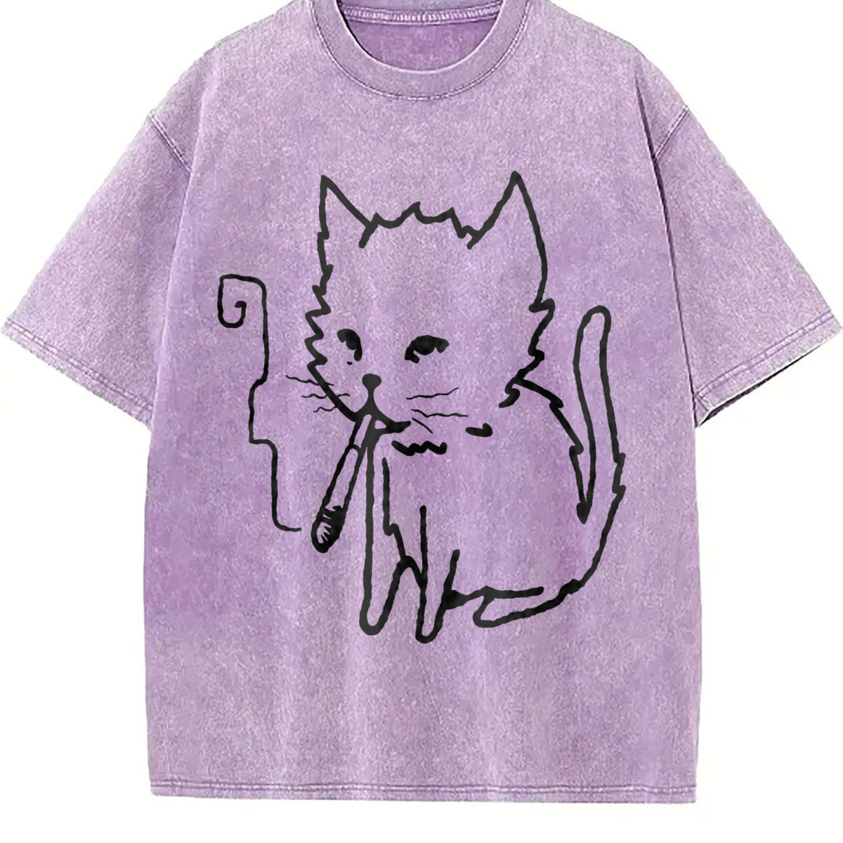 Cat Smoking Y2K Vintage Washed T-Shirt product image 6