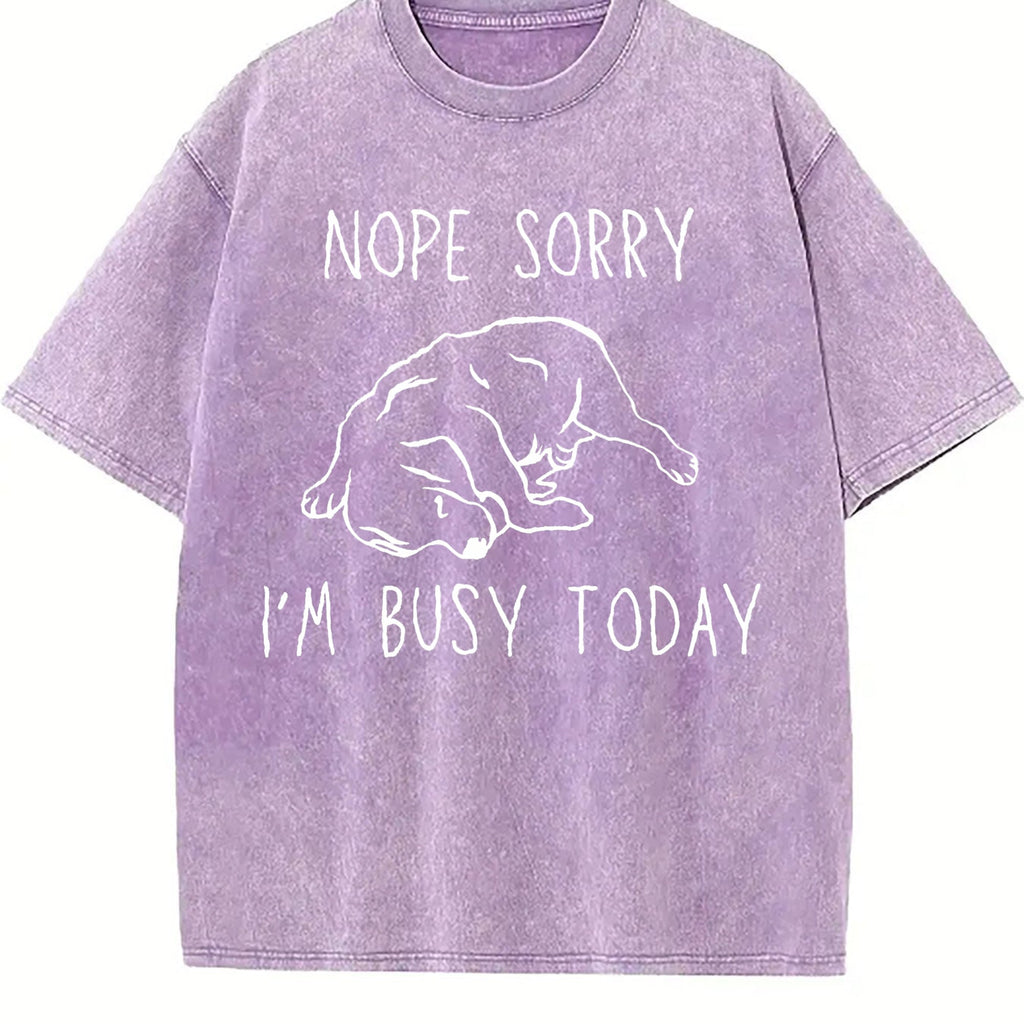 Nope Sorry Busy Today Sleeping Dog Vintage Washed T-Shirt product image 6