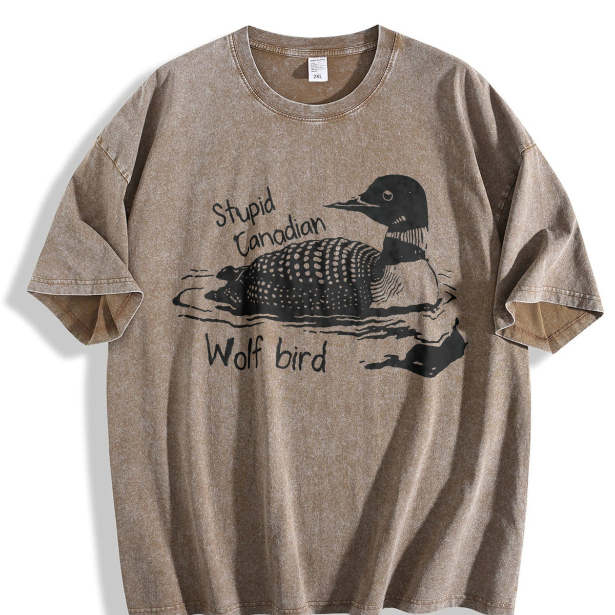 Stupid Canadian Wolf Bird Vintage Washed T-Shirt product image 3