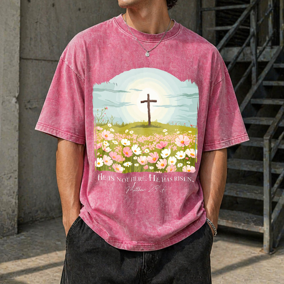 Christian Easter He Is Risen Vintage Washed T-Shirt product image 14