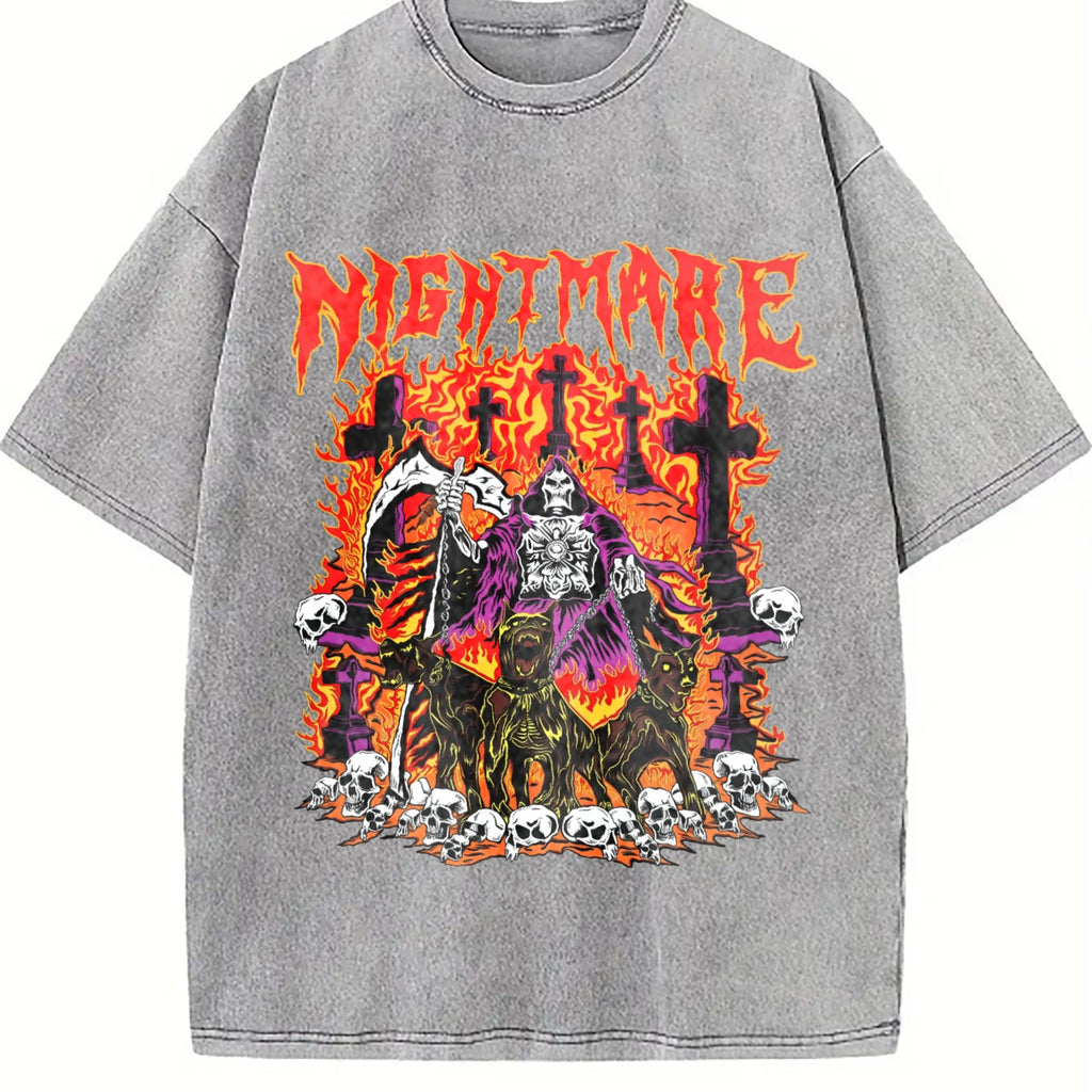 Nightmare Grim Reaper Hellhound Vintage Washed T-Shirt product image 5