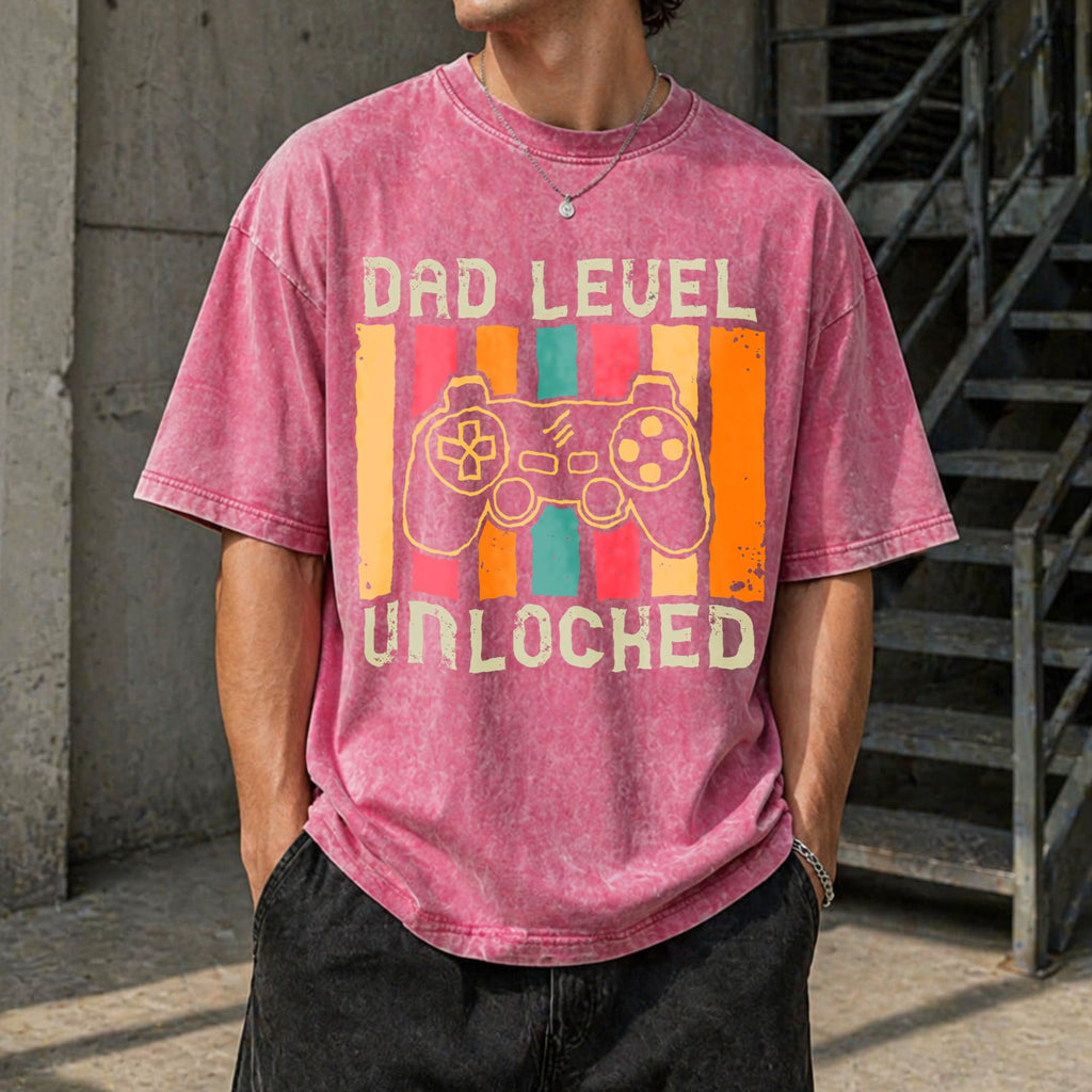 Gamer Dad Level Unlocked Vintage Washed T-Shirt product image 7