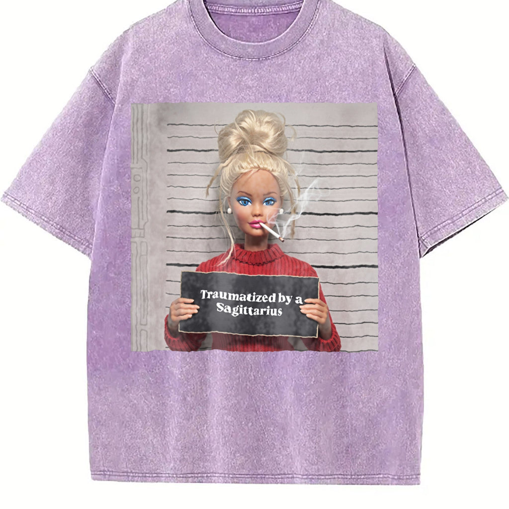 Traumatized by a Sagittarius Doll Meme Vintage Washed product image 6
