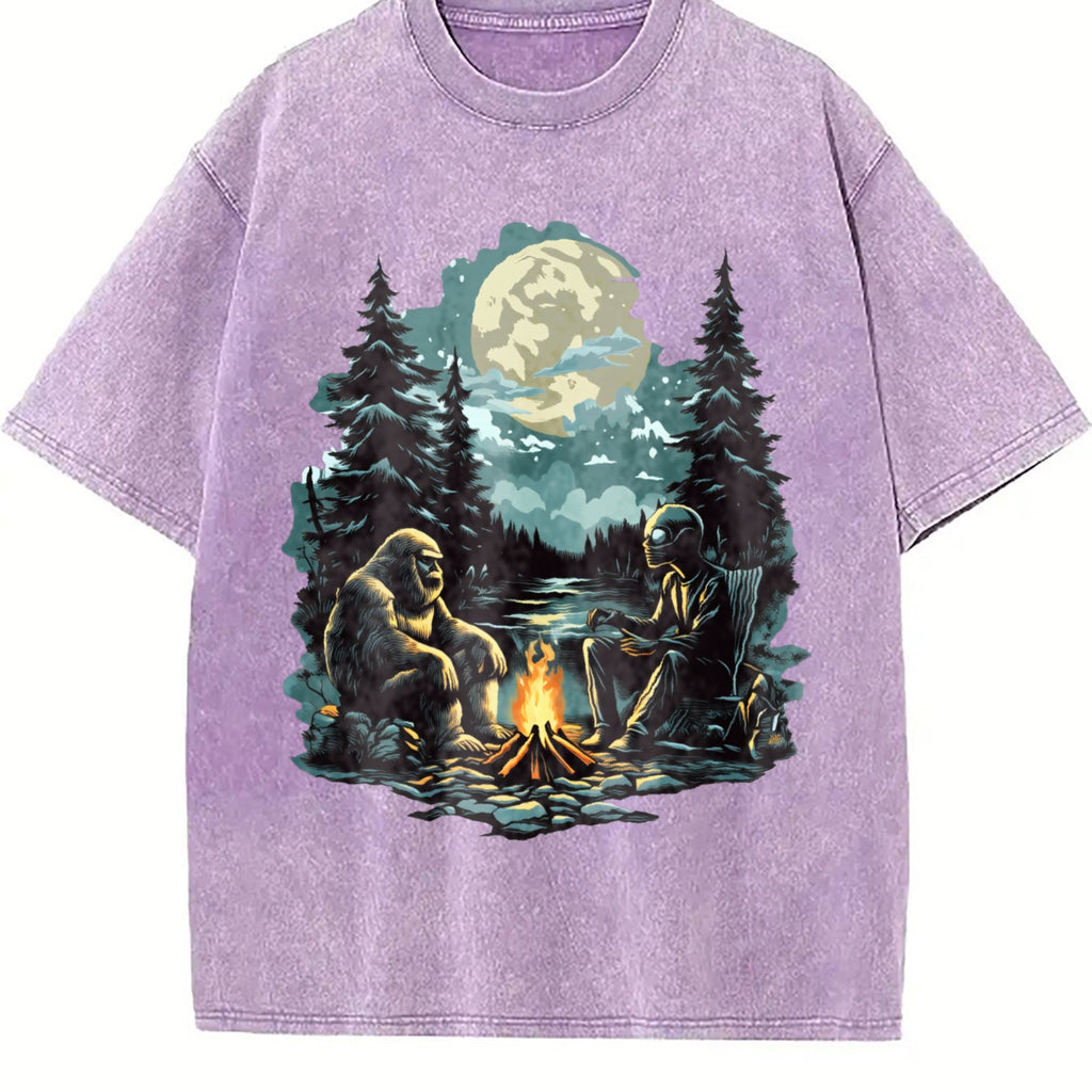 Bigfoot And Alien 90s Vintage Washed T-Shirt product image 6