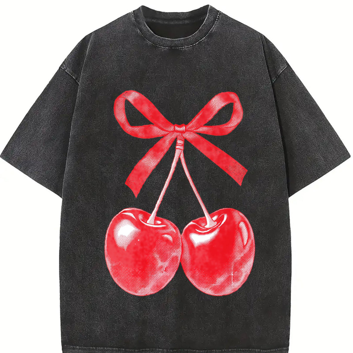 Cherry Bow Halftone Vintage Washed T-Shirt product image 2