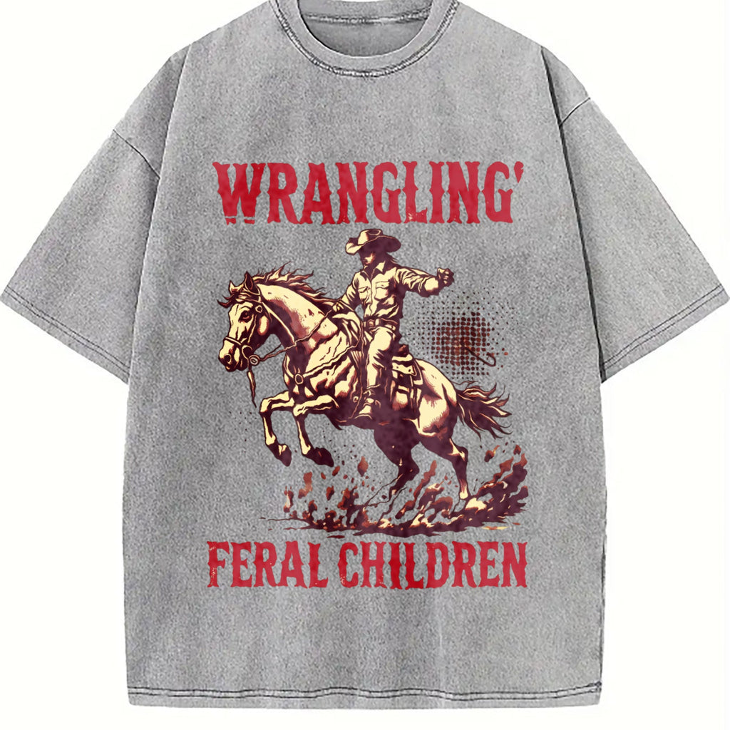 Wranglin' Feral Children Raccoon 90s Vintage Washed T-Shirt product image 5