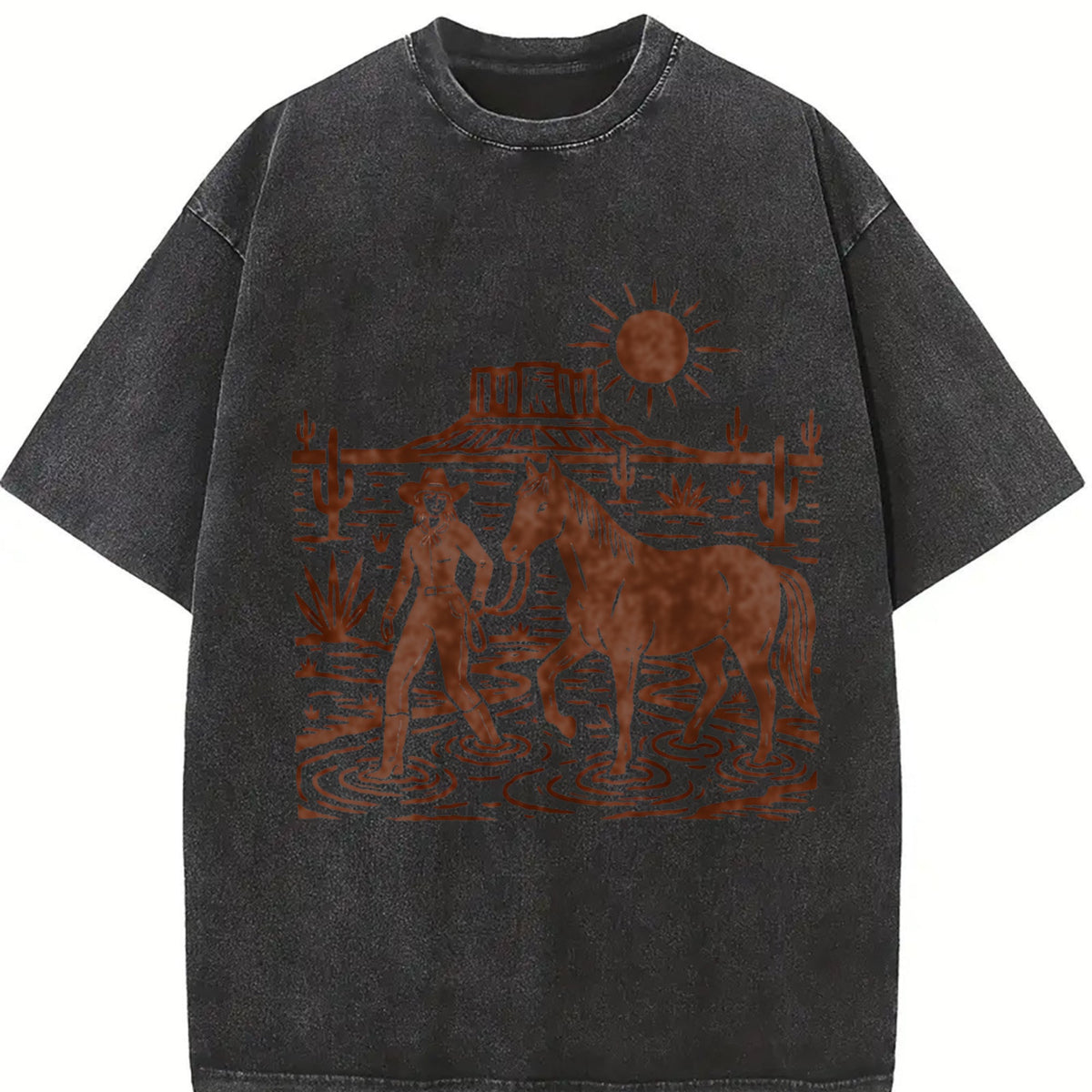 Cowgirl Desert Horse Vintage Washed T-Shirt product image 2