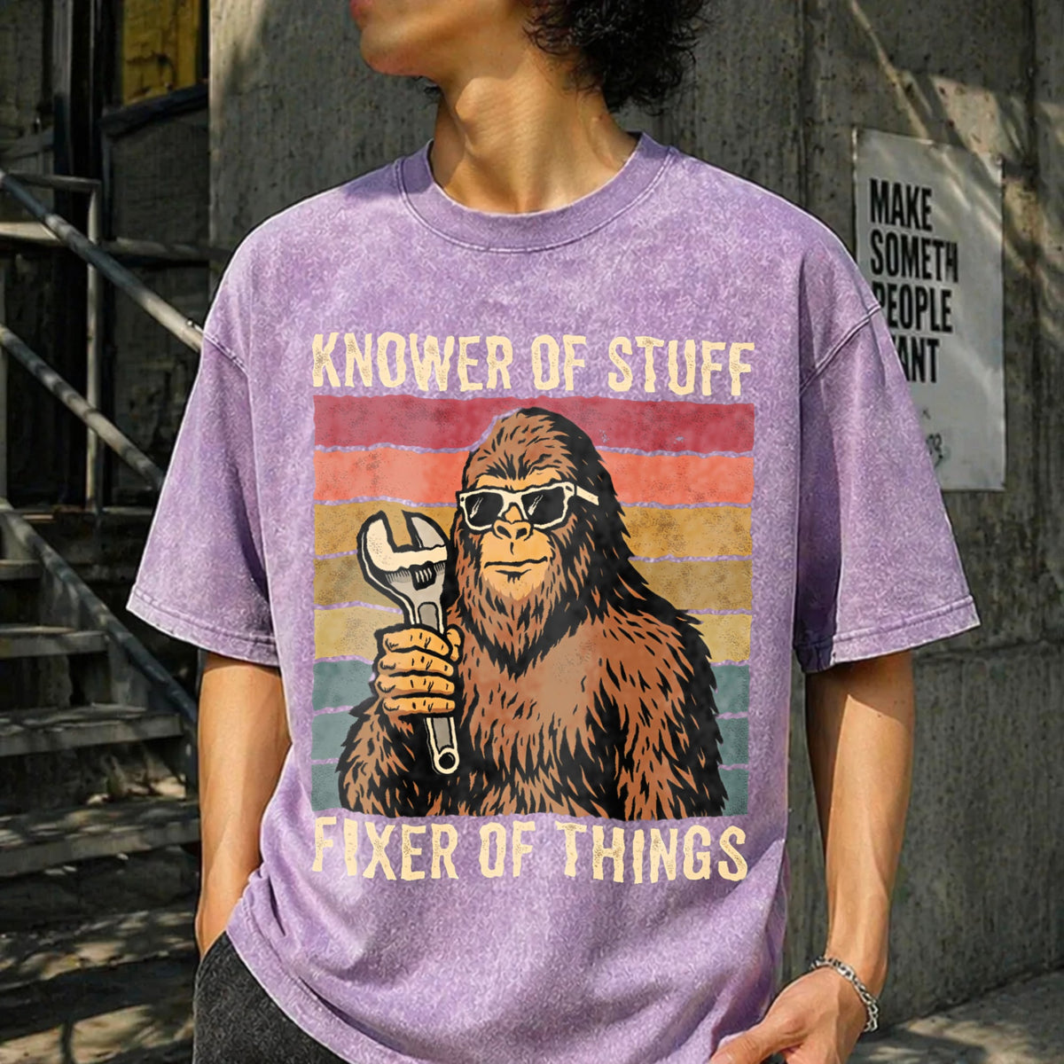 Funny Fathers Day Bigfoot Vintage Washed T-Shirt product image 6