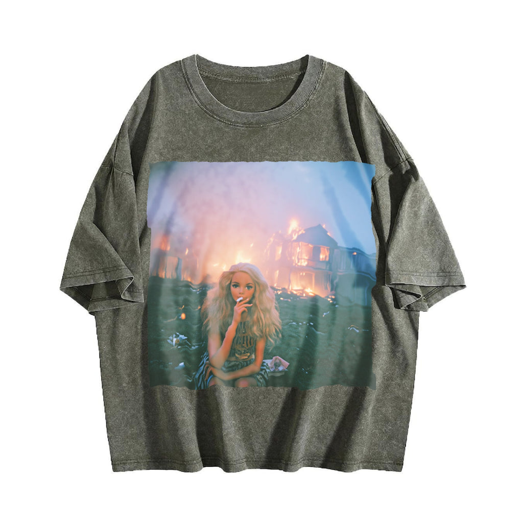Doll and a Burning City Vintage Washed T-Shirt product image 4