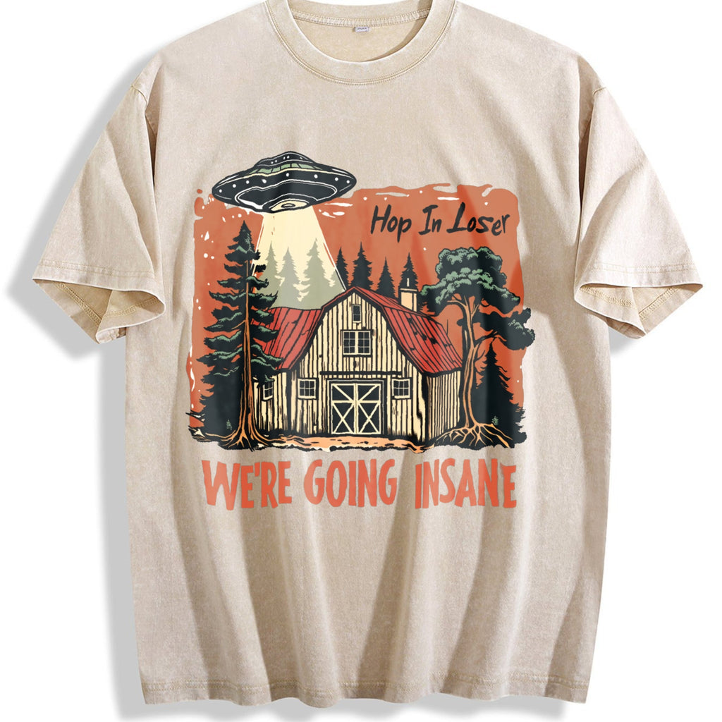 UFO Get In Loser We're Going Insane Y2K Vintage Washed product image 1